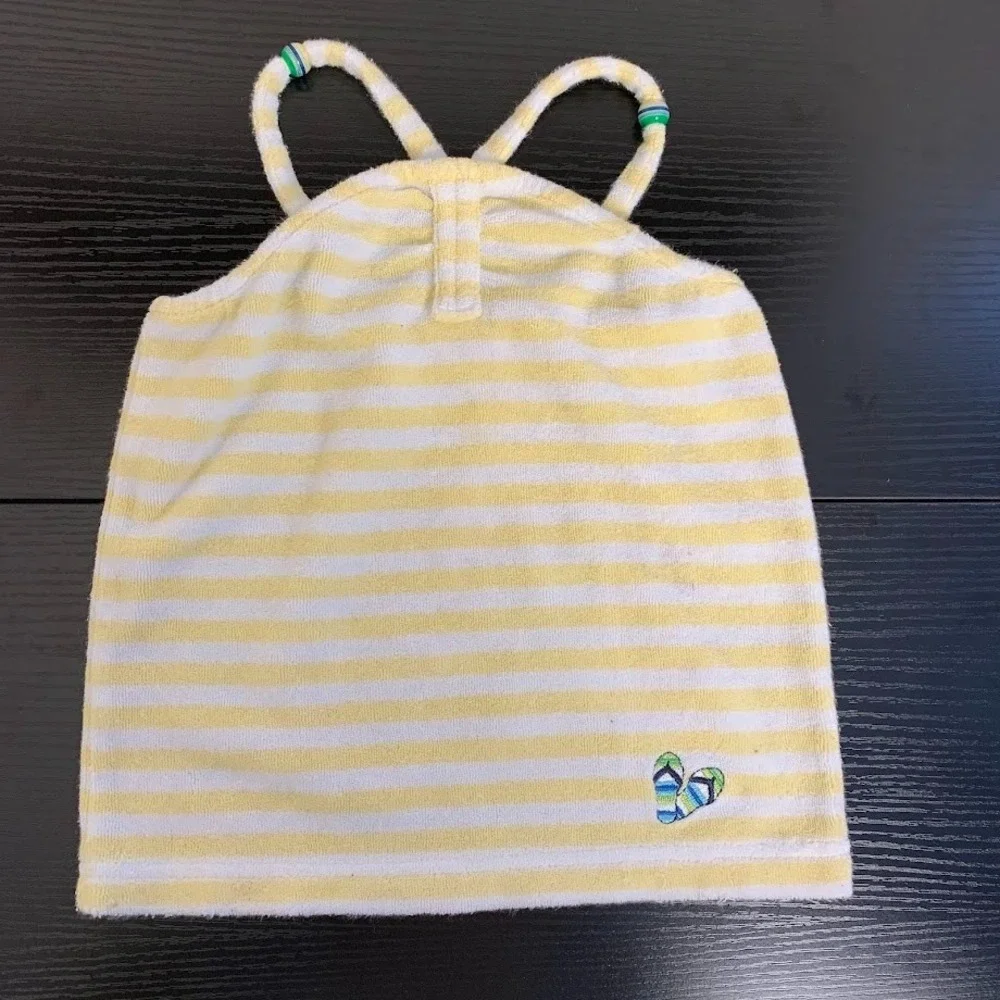 Vintage Gymboree White/Yellow Striped Terrycloth Tank‎ Top Beach Girl Kid's 4